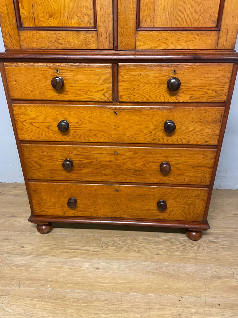 C19th country house golden oak housekeepers cupboard  View III