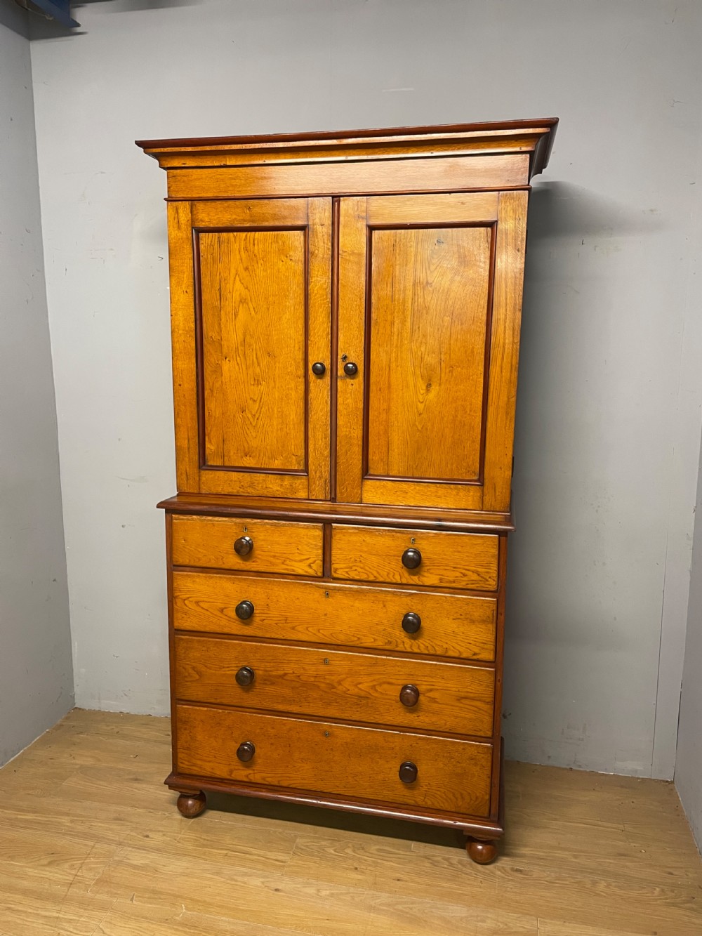 C19th country house golden oak housekeepers cupboard  View V