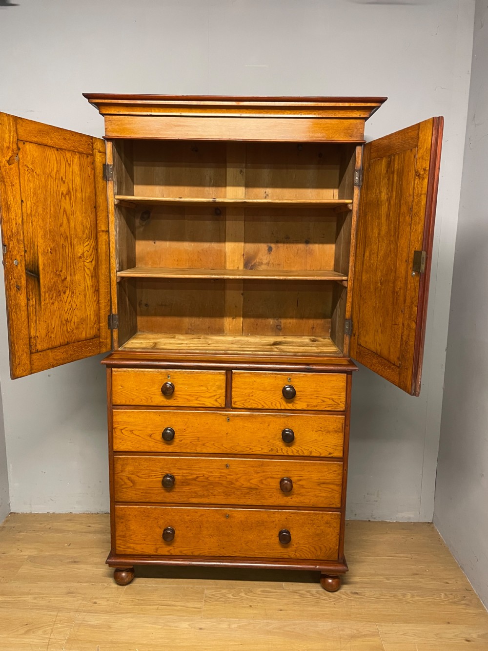 C19th country house golden oak housekeepers cupboard  View VI
