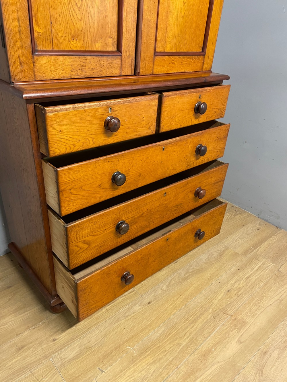 C19th country house golden oak housekeepers cupboard  View VIII
