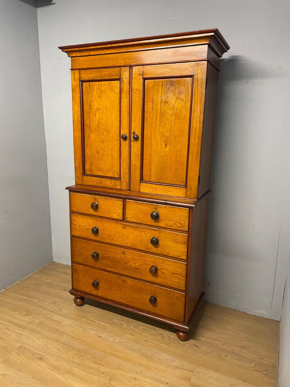 C19th country house golden oak housekeepers cupboard  View XII