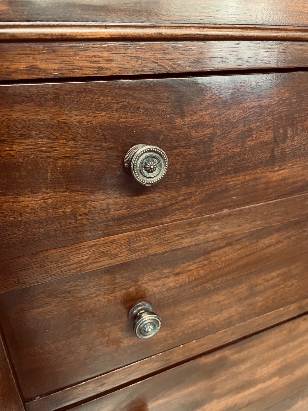 Edwardian mahogany 5 height slim chest of drawers with secretaire only 77cm wide  View III