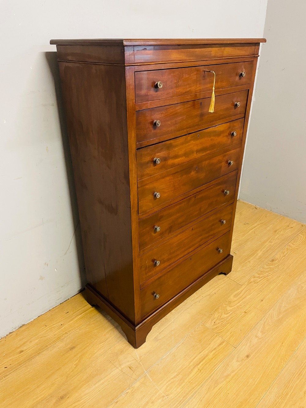 Edwardian mahogany 5 height slim chest of drawers with secretaire only 77cm wide  View IV