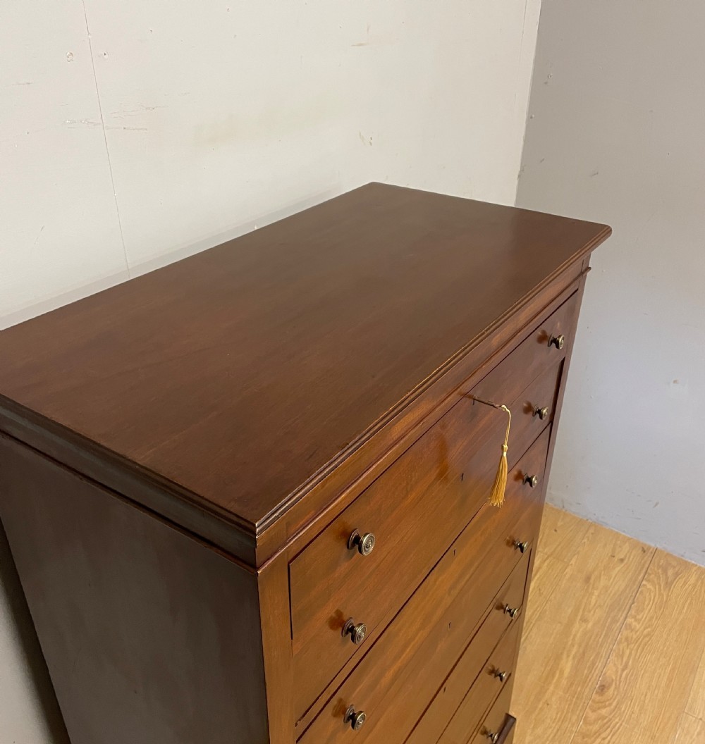Edwardian mahogany 5 height slim chest of drawers with secretaire only 77cm wide  View V