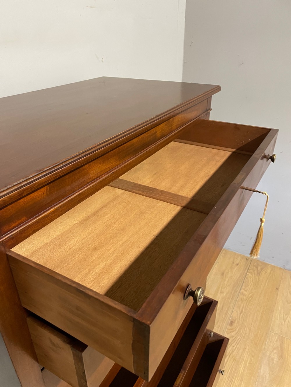 Edwardian mahogany 5 height slim chest of drawers with secretaire only 77cm wide  View VII