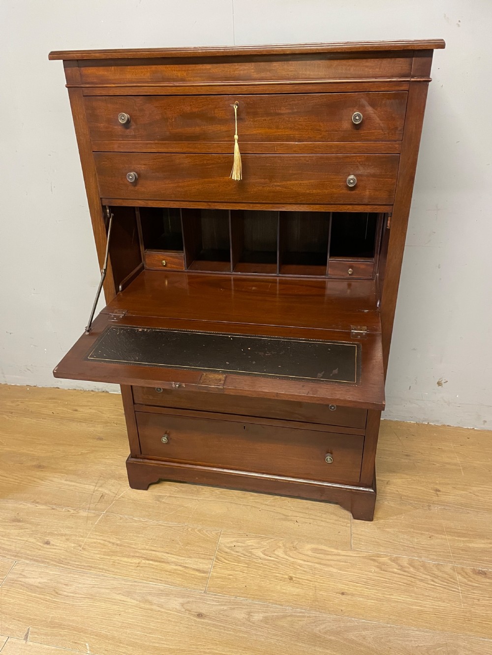Edwardian mahogany 5 height slim chest of drawers with secretaire only 77cm wide  View VIII