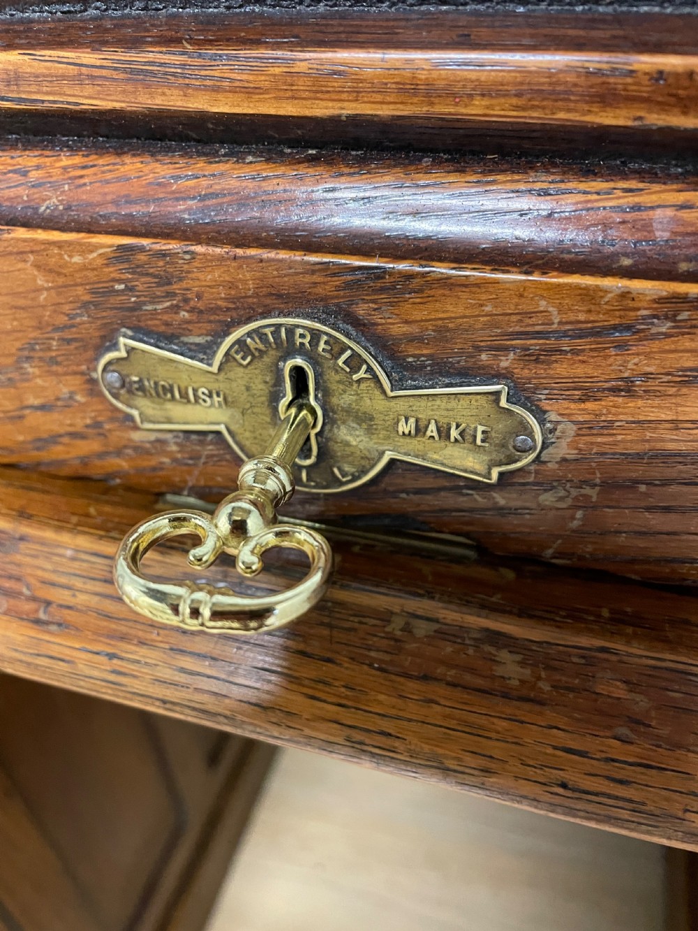 Edwardian golden oak roll top desk View XIV