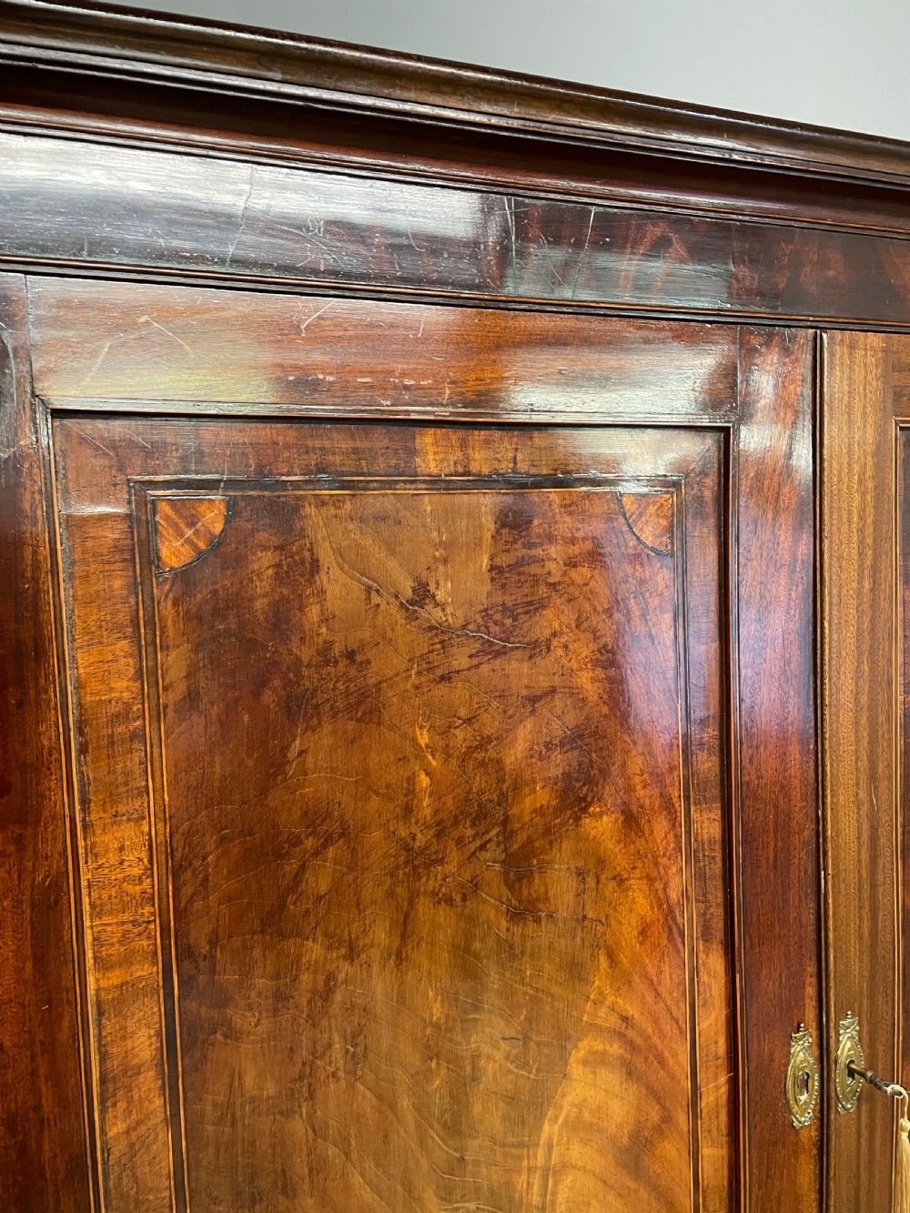 Georgian flame mahogany country house linen press -superb quality  View XVI