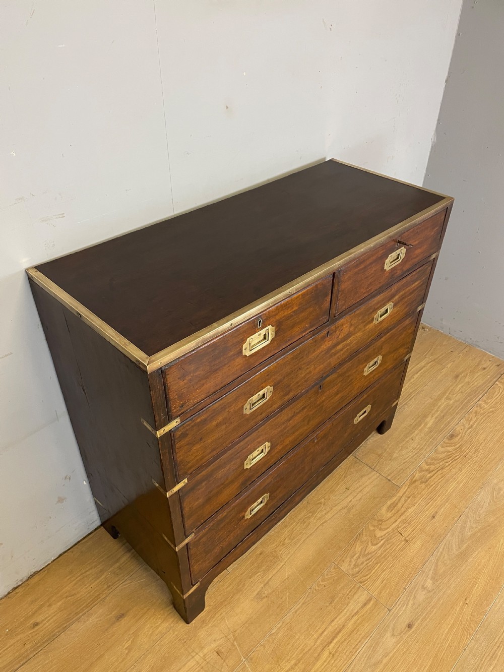 C19TH brass bound campaign  style chest of drawers  View III