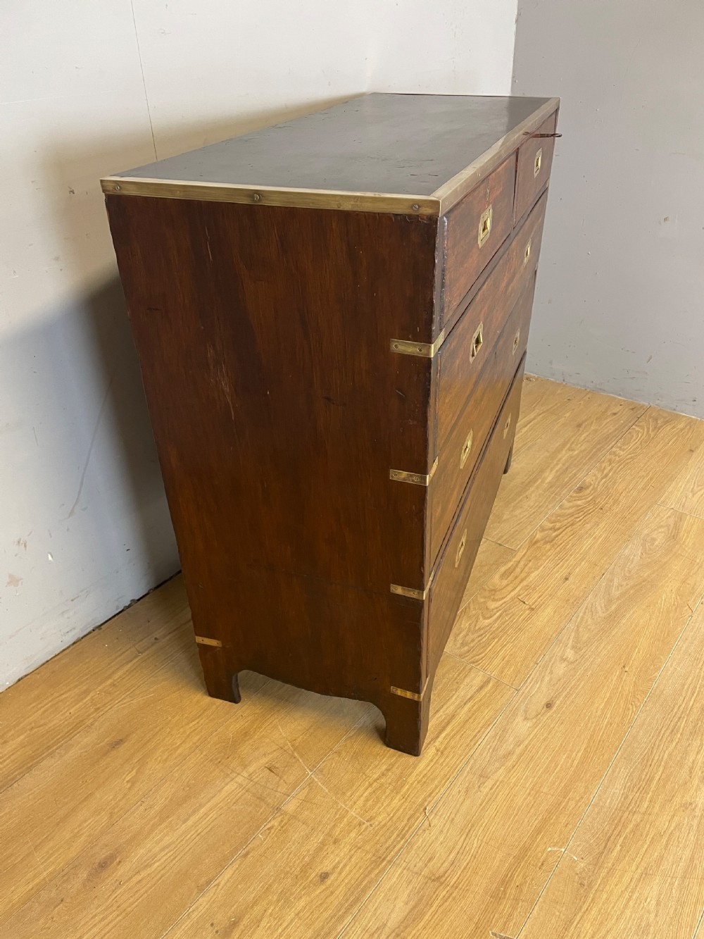 C19TH brass bound campaign  style chest of drawers  View VII