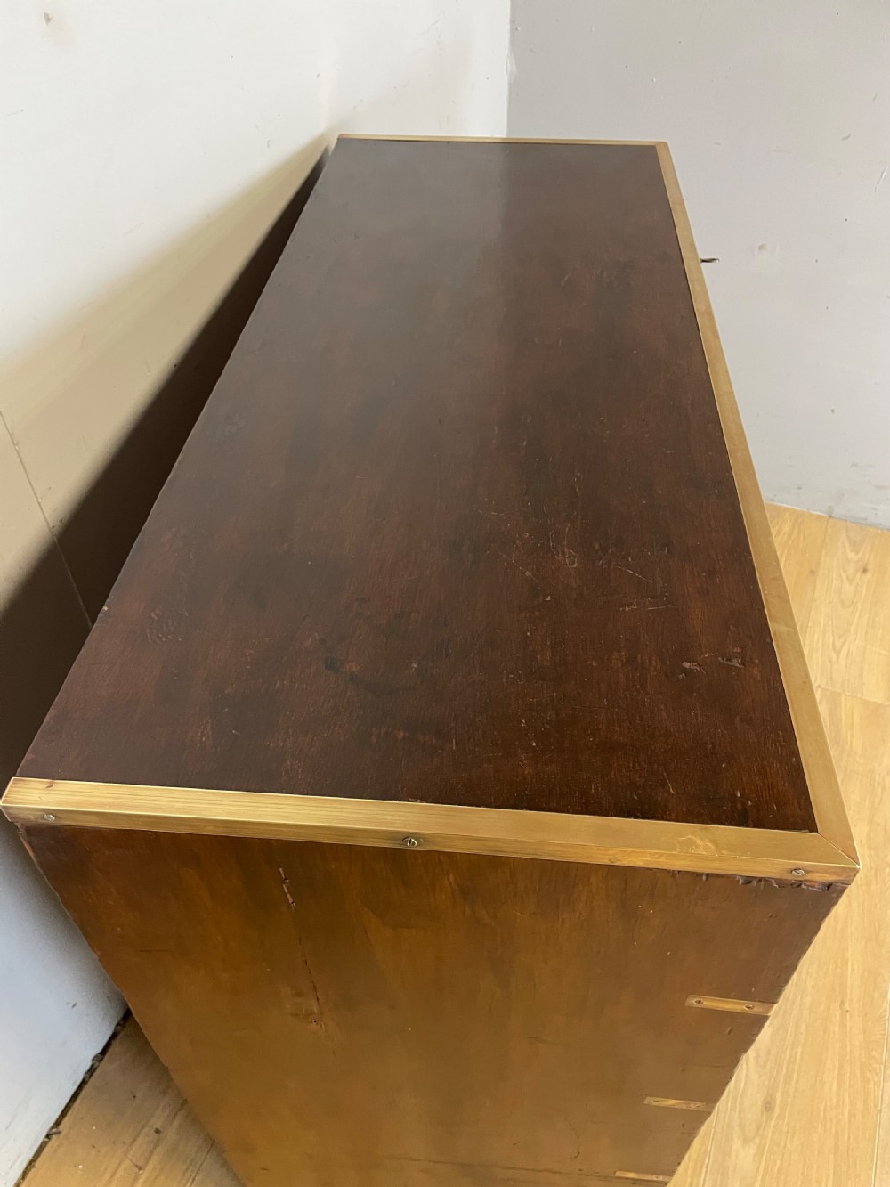 C19TH brass bound campaign  style chest of drawers  View VIII
