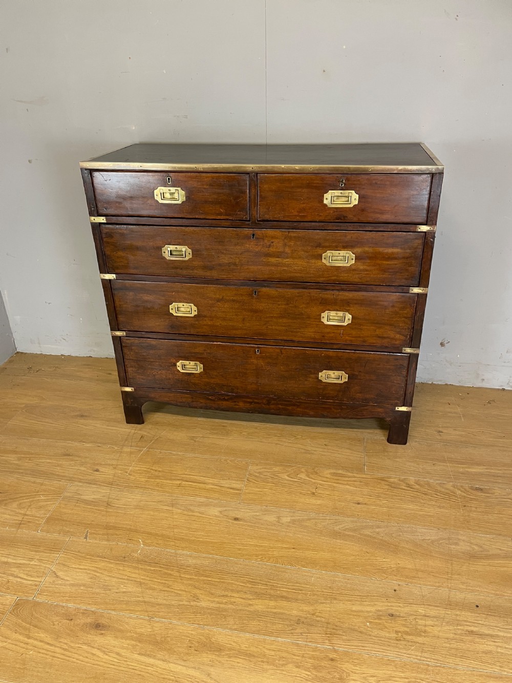 C19TH brass bound campaign  style chest of drawers  View X