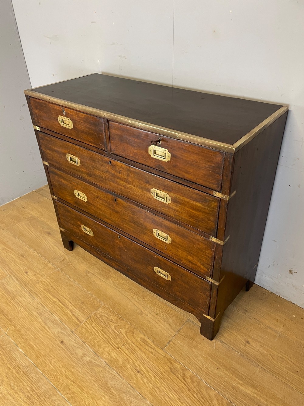 C19TH brass bound campaign  style chest of drawers  View XI