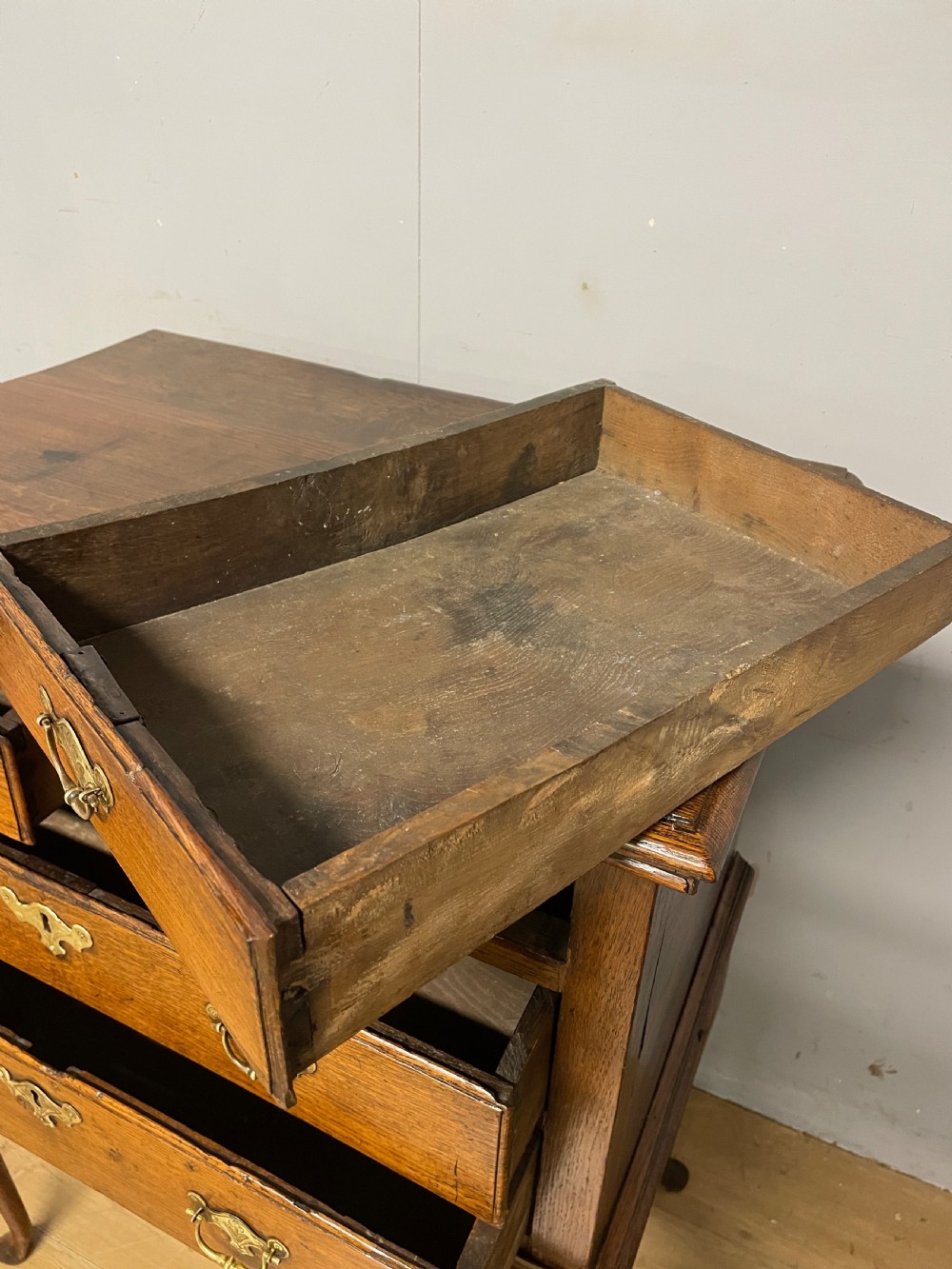 C18th provincial oak chest on stand  View VIII
