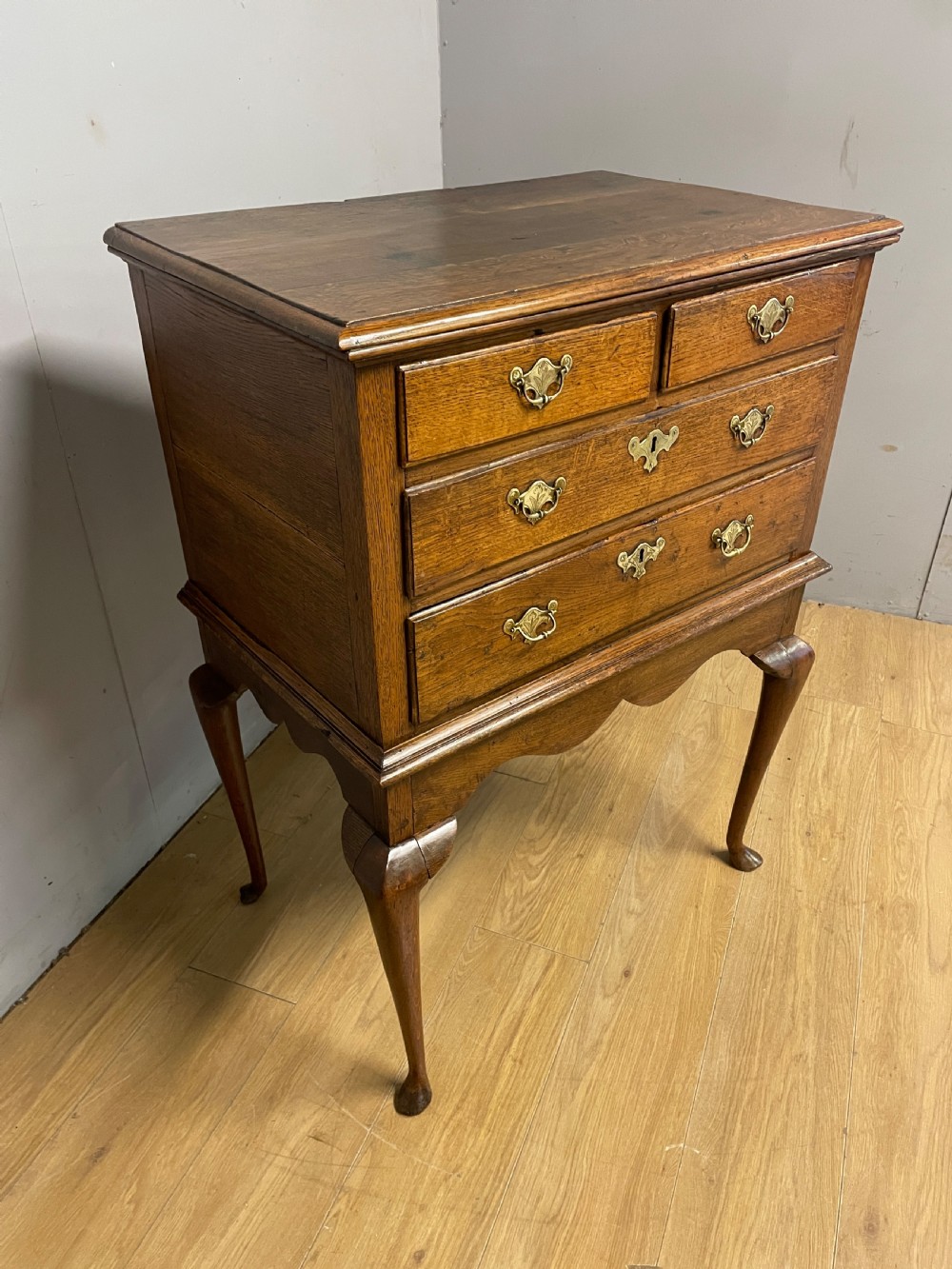 C18th provincial oak chest on stand  View X