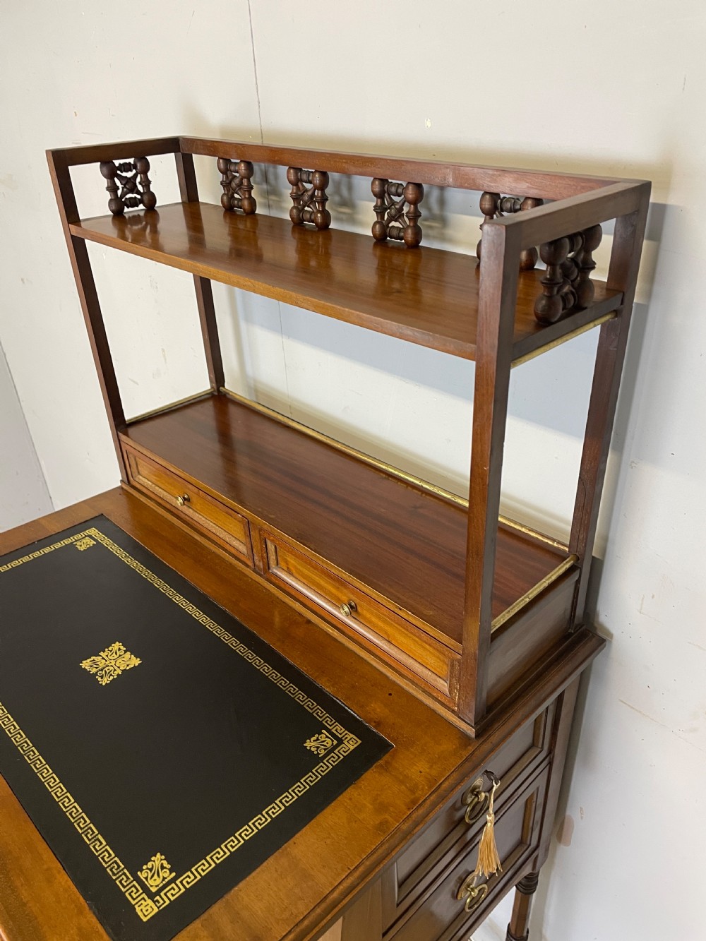 Liberty and Co Aesthetic Movement walnut writing desk in the manner of Christopher Dresser  View III
