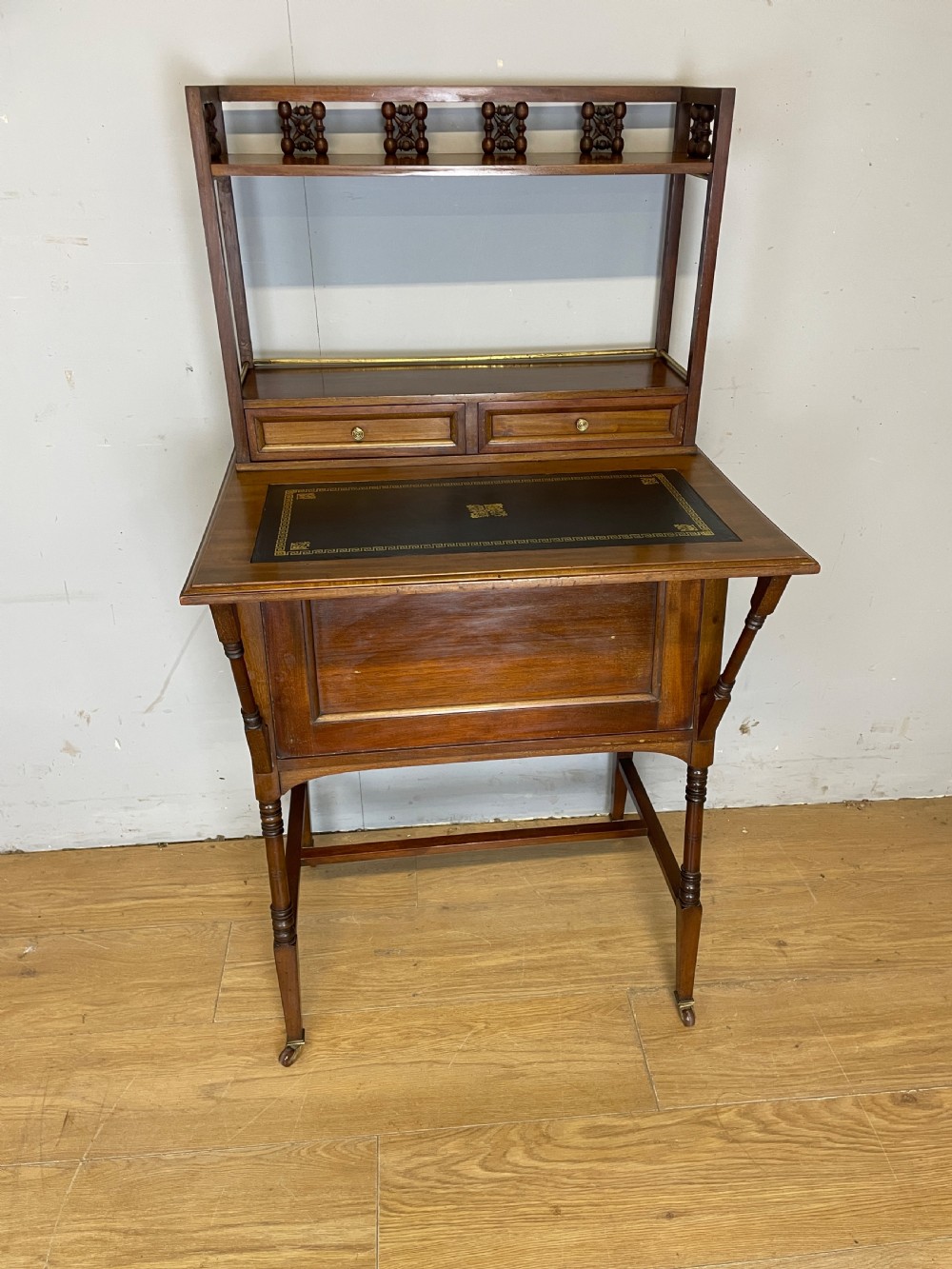 Liberty and Co Aesthetic Movement walnut writing desk in the manner of Christopher Dresser  View IV