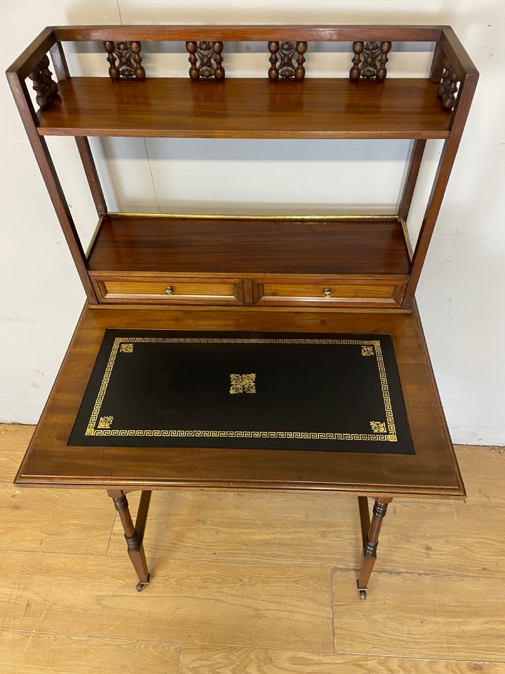 Liberty and Co Aesthetic Movement walnut writing desk in the manner of Christopher Dresser  View V