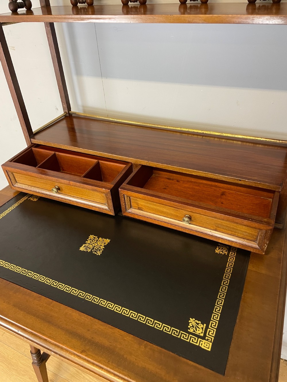 Liberty and Co Aesthetic Movement walnut writing desk in the manner of Christopher Dresser  View VIII