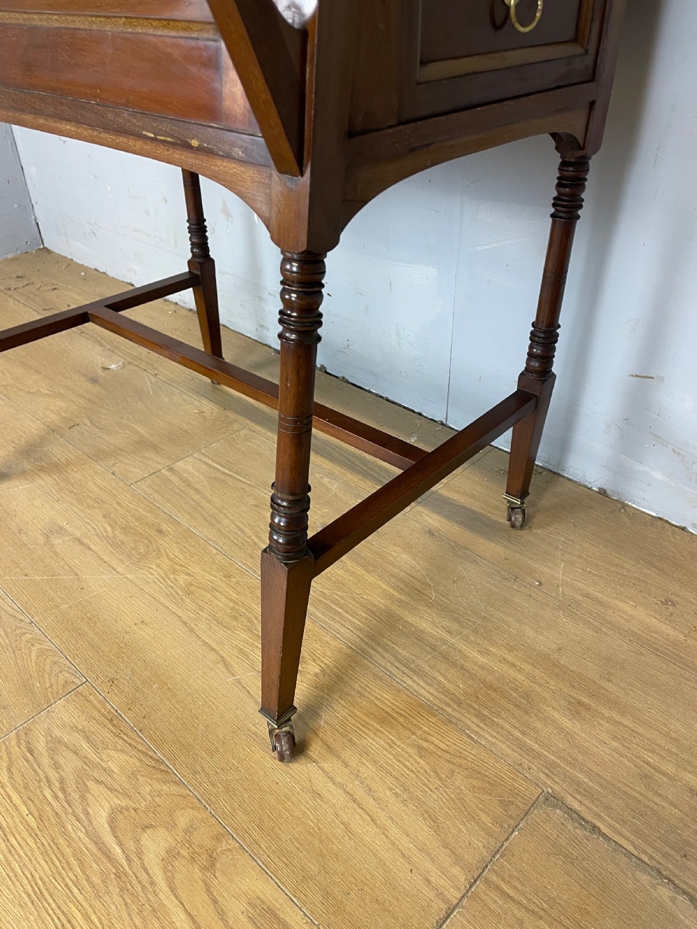 Liberty and Co Aesthetic Movement walnut writing desk in the manner of Christopher Dresser  View XIV