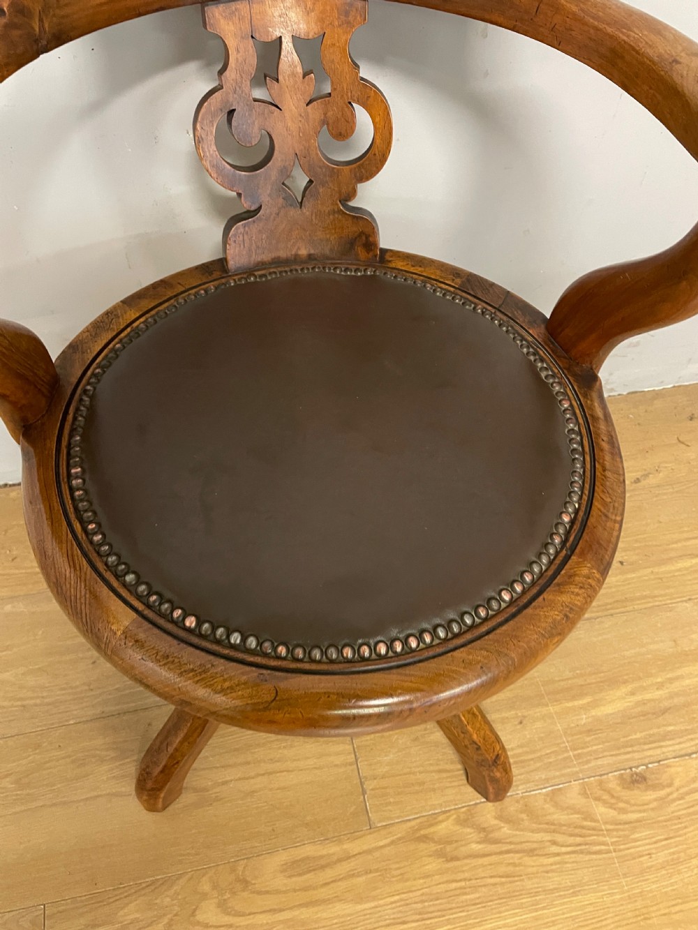 C19TH walnut revolving desk chair  View V