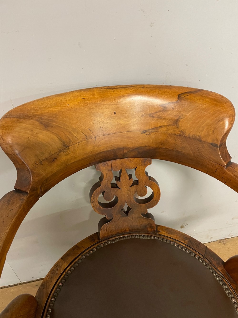 C19TH walnut revolving desk chair  View VI