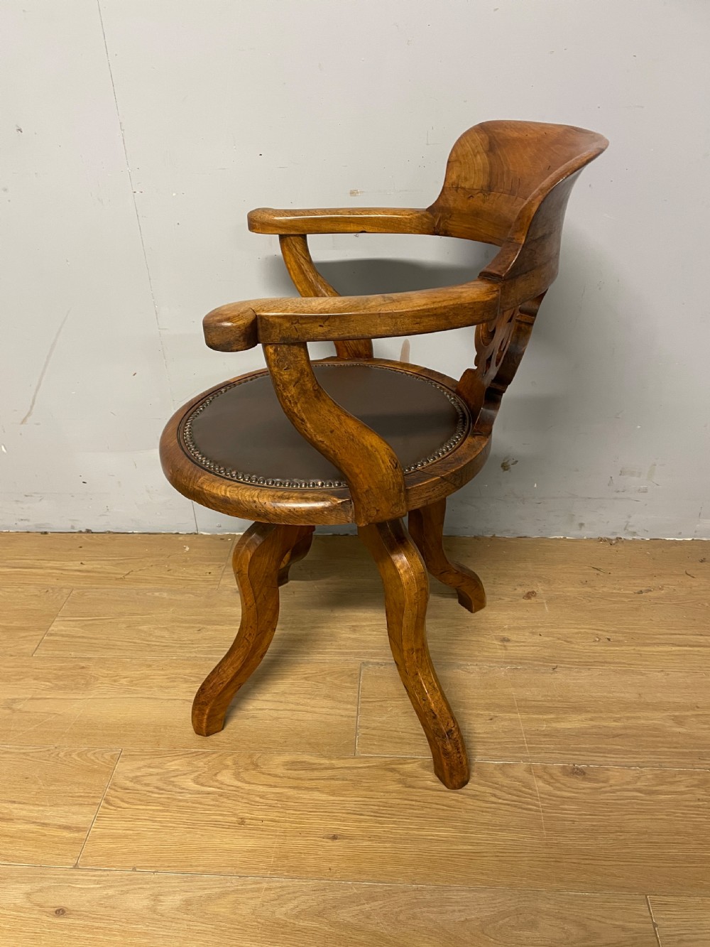 C19TH walnut revolving desk chair  View VIII