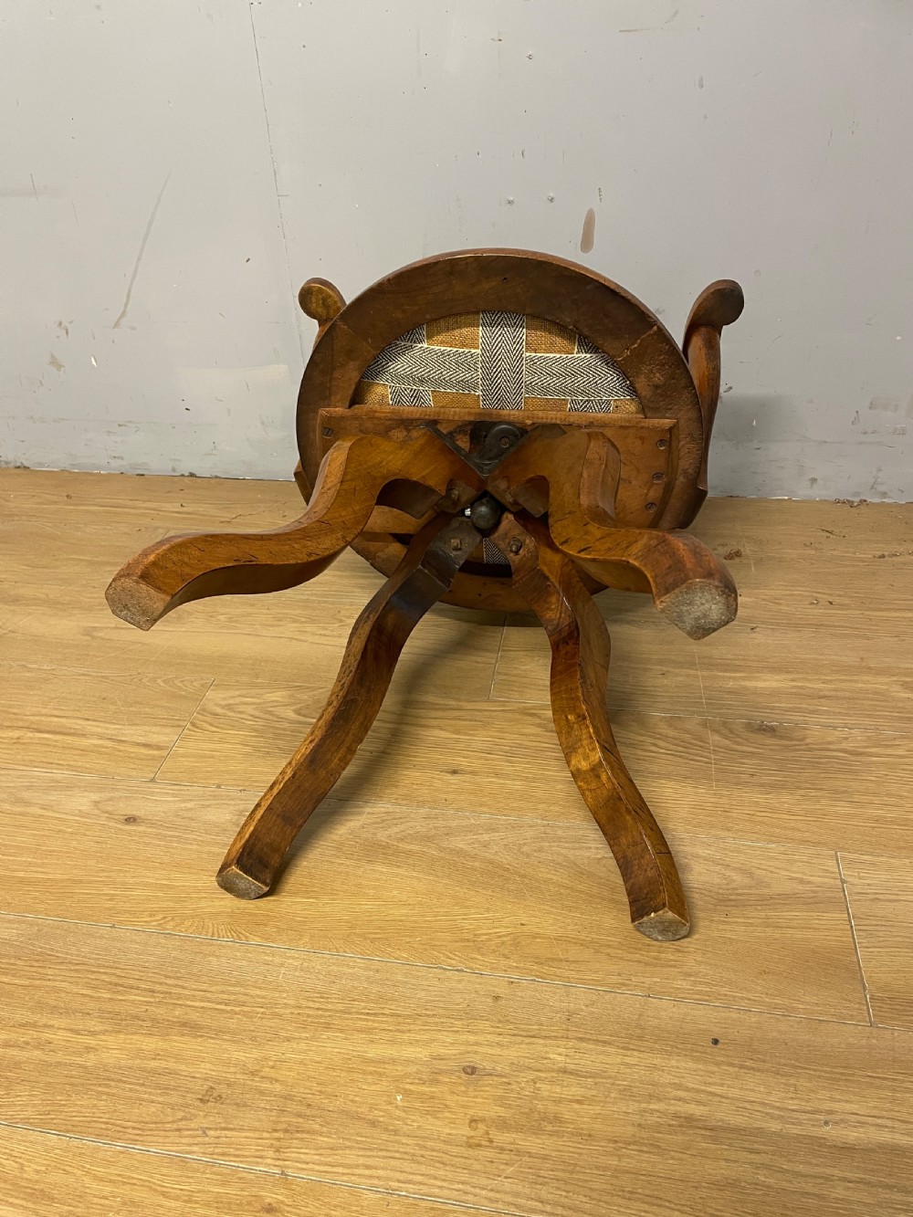 C19TH walnut revolving desk chair  View XII