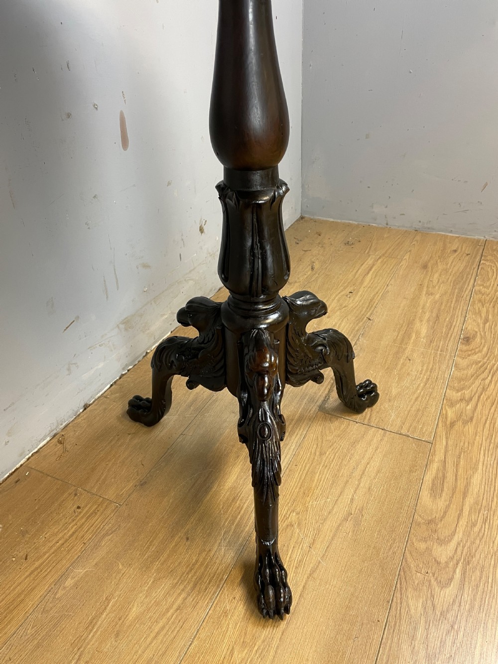 Late C18th rare carved oak tripod table  View VII