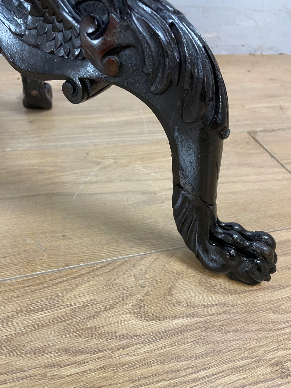 Late C18th rare carved oak tripod table  View XI