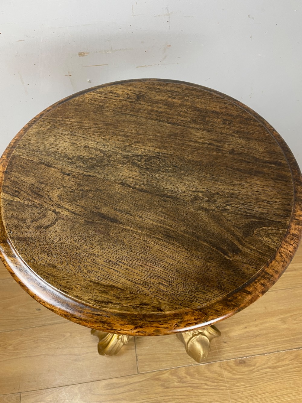 Late C19TH carved giltwood tripod table with faux rosewood top  View VI