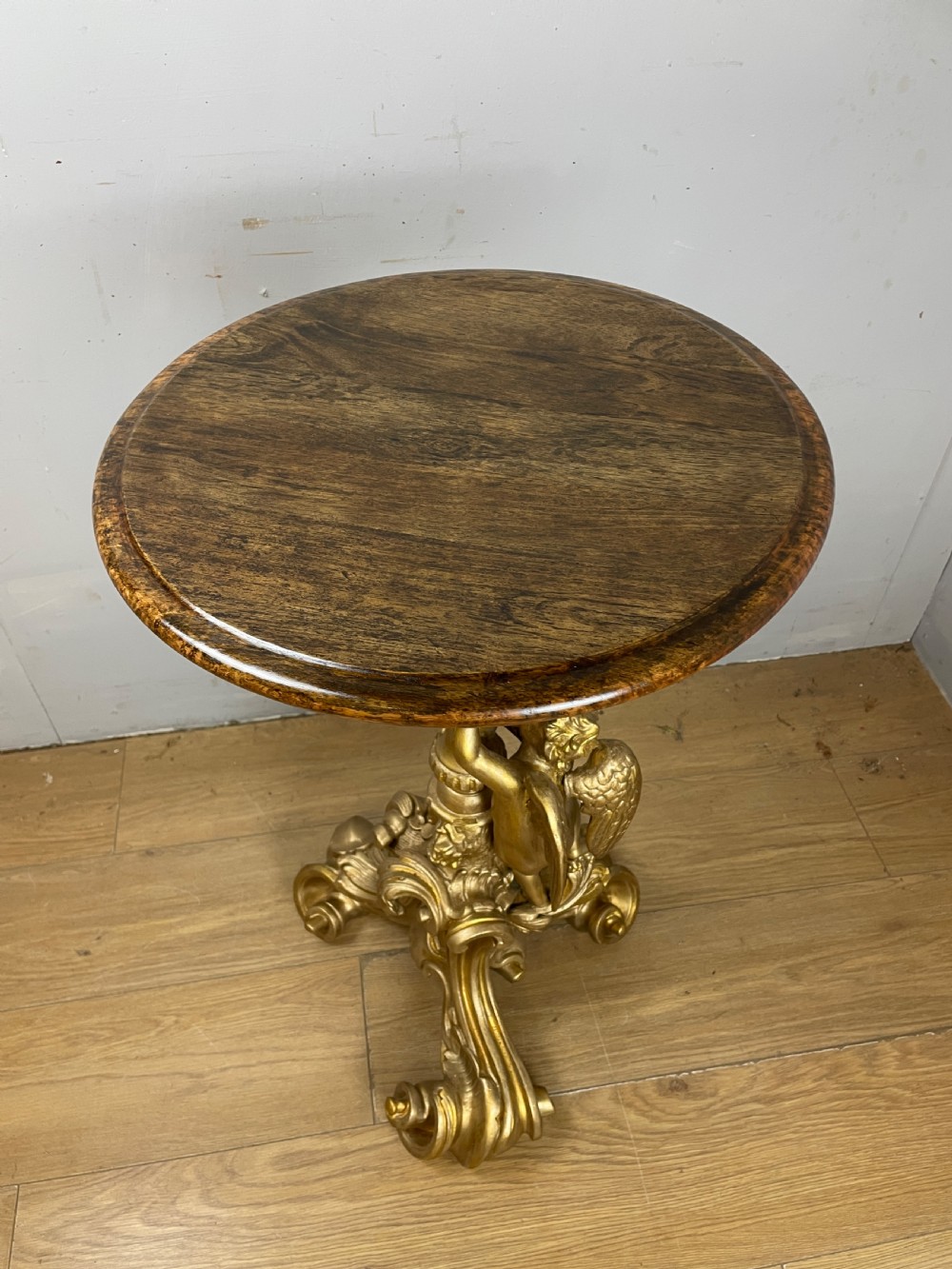 Late C19TH carved giltwood tripod table with faux rosewood top  View IX