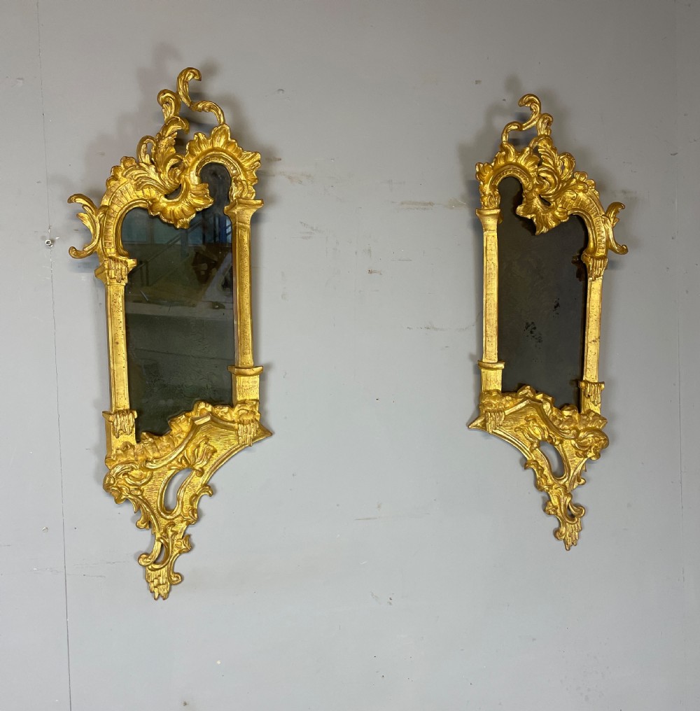 Pair of carved gilded 18th century style mirrors circa 1900