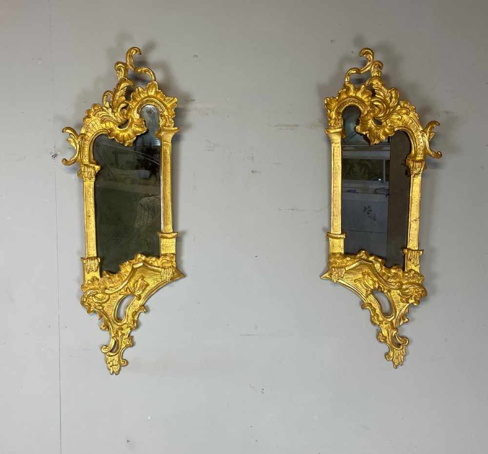 Pair of carved gilded 18th century style mirrors circa 1900 View V