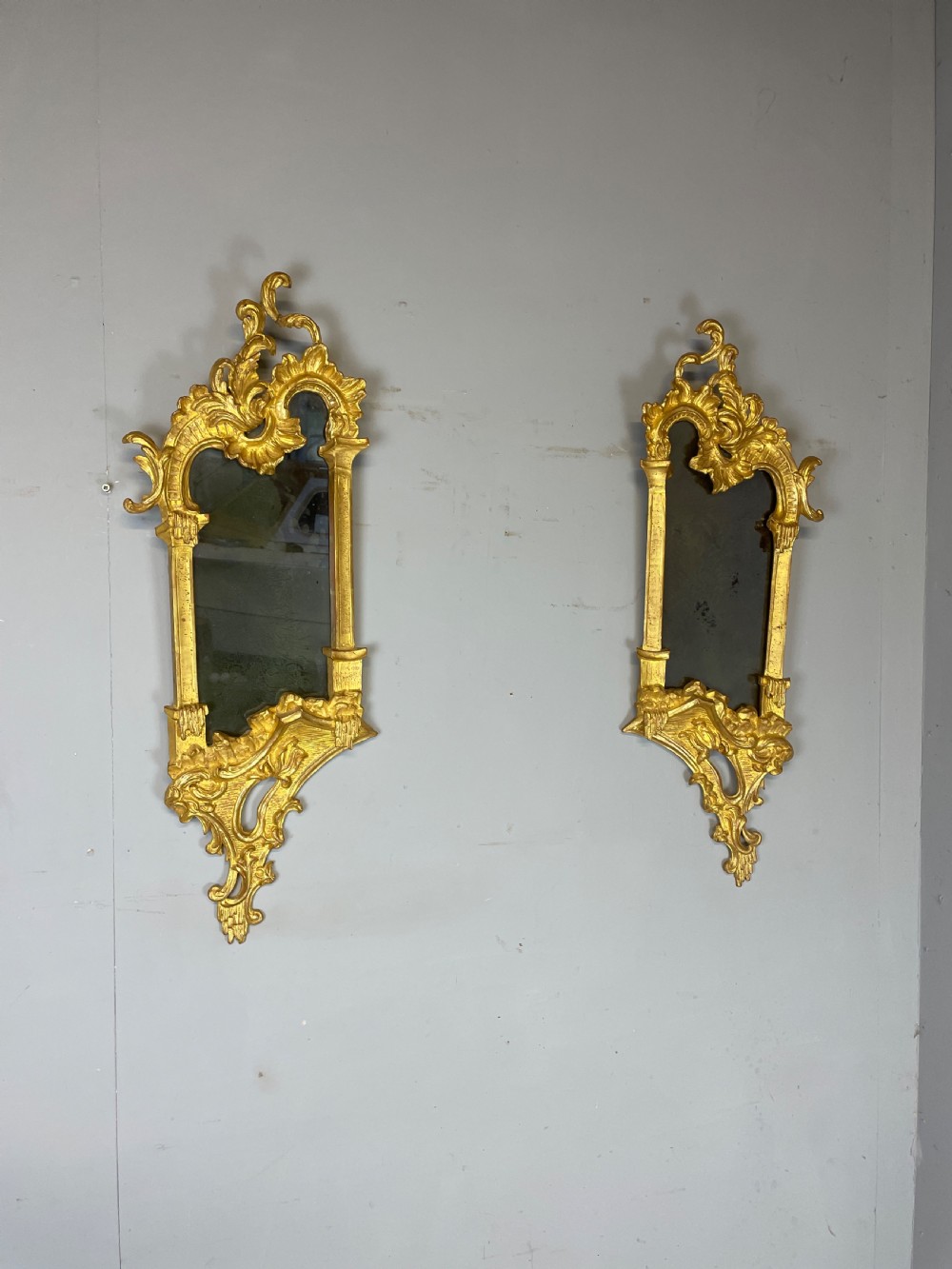 Pair of carved gilded 18th century style mirrors circa 1900 View VIII