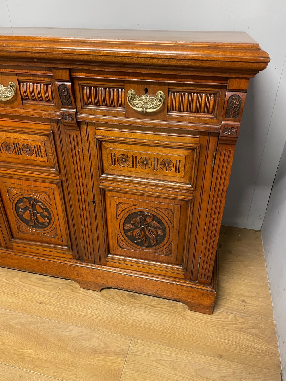 Arts and Crafts solid walnut sideboard circa 1890 View V