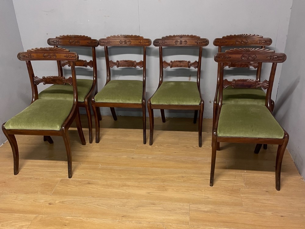 Set of 6 regency mahogany sabre legged dining chairs  View VII