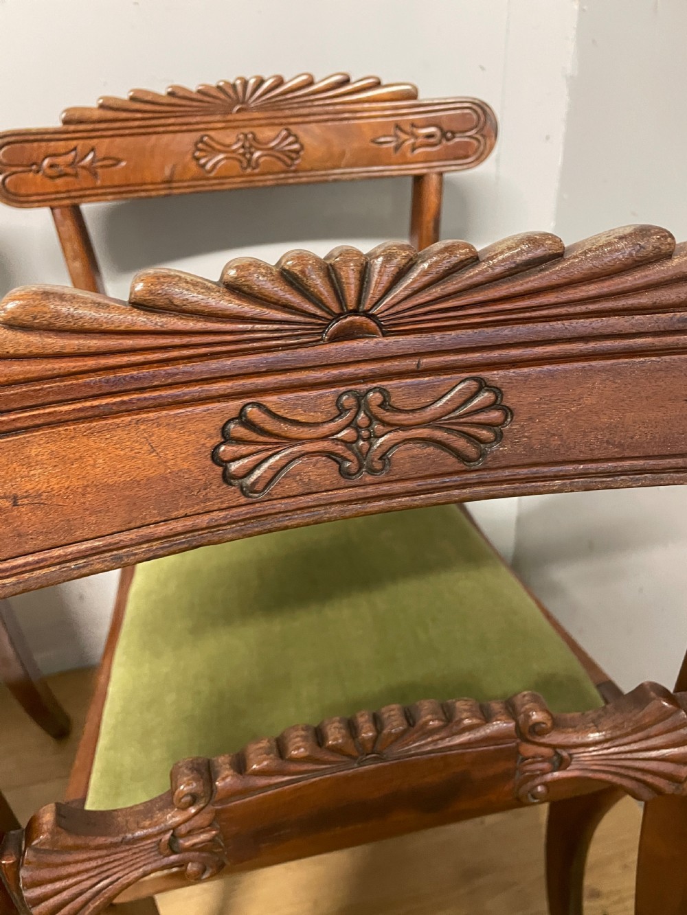 Set of 6 regency mahogany sabre legged dining chairs  View IX
