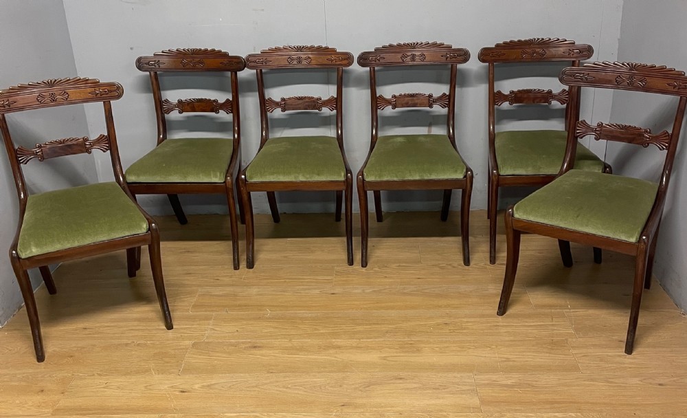 Set of 6 regency mahogany sabre legged dining chairs  View XI