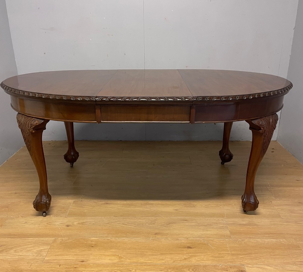 Late C19TH solid mahogany Queen Anne style wind out six seater dining table  View II