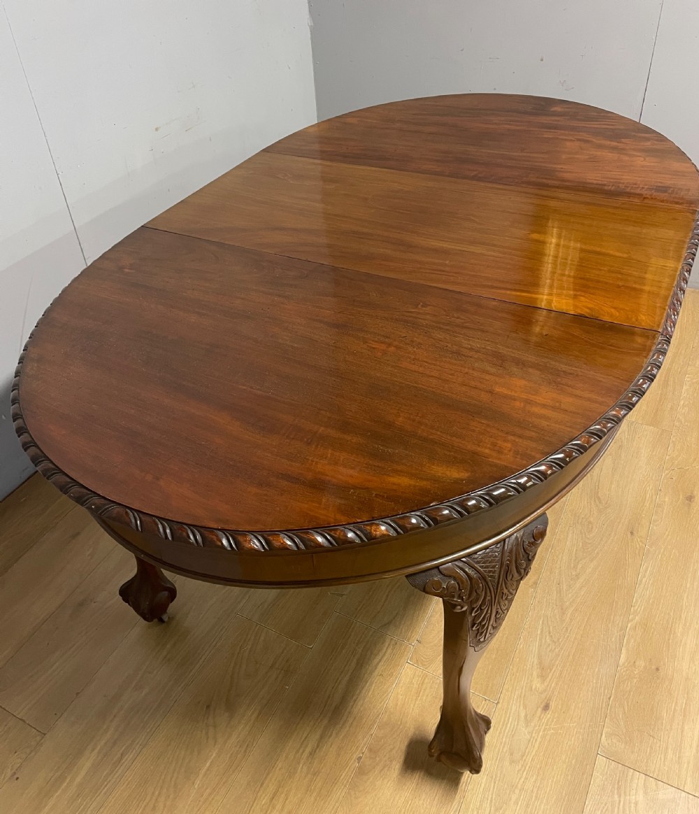 Late C19TH solid mahogany Queen Anne style wind out six seater dining table  View IV