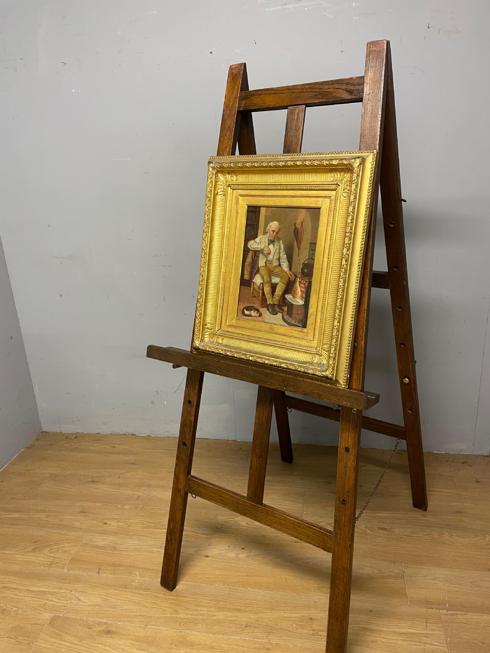 Arts and Crafts  oak adjustable artists easel circa 1900 View VIII