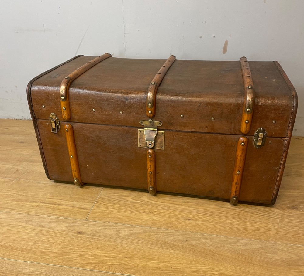 Early C20th wooden bound steamer trunk  View II