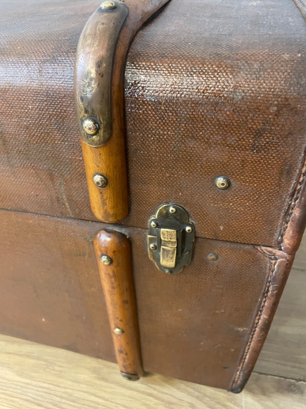 Early C20th wooden bound steamer trunk  View IV