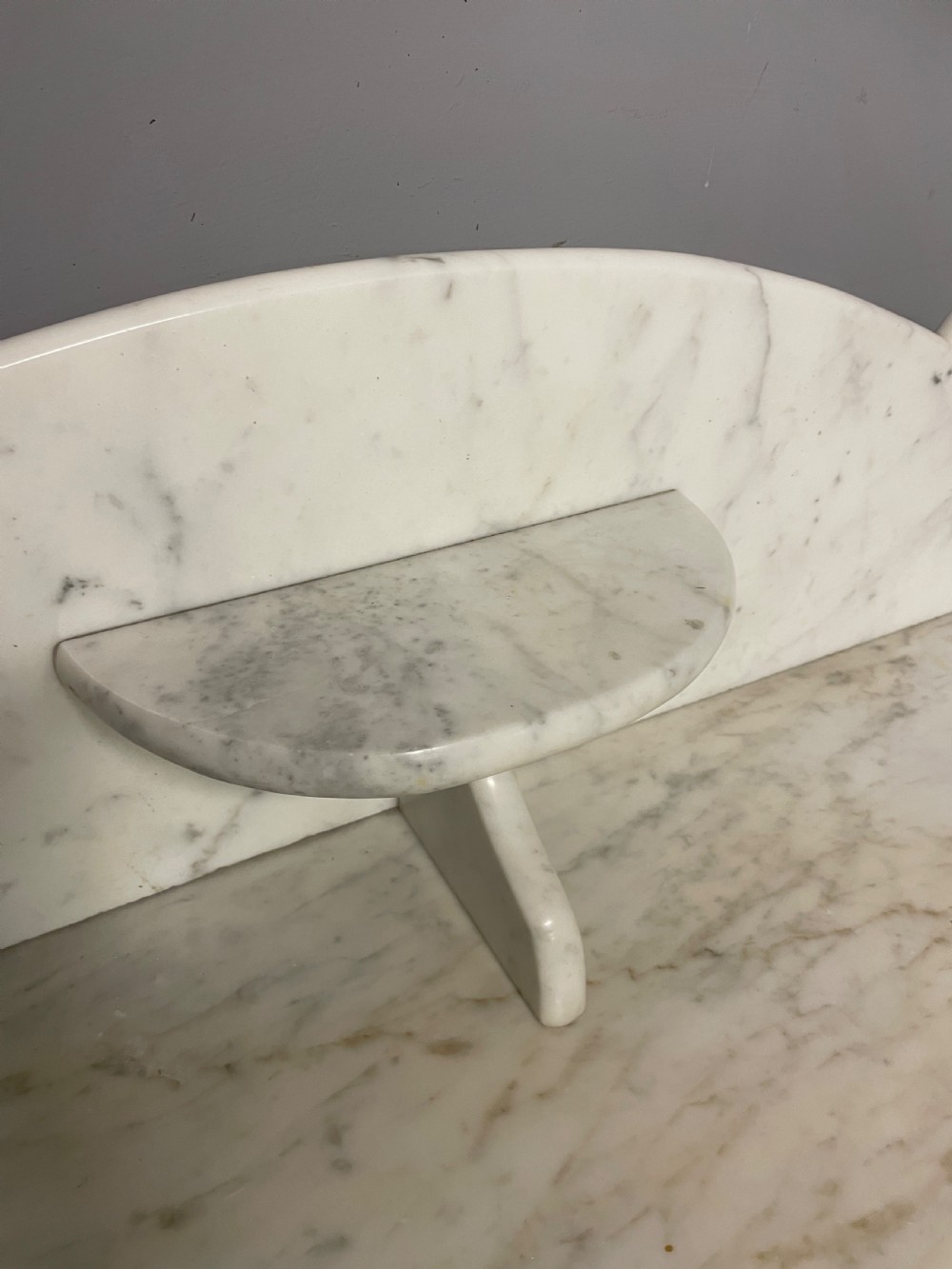 C19TH mahogany demi lune washstand with Carrara marble top View VIII