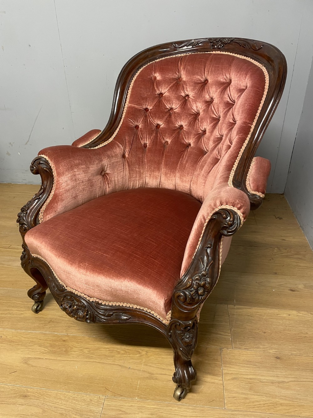 C19TH deep buttoned mahogany  armchair circa 1880 View II