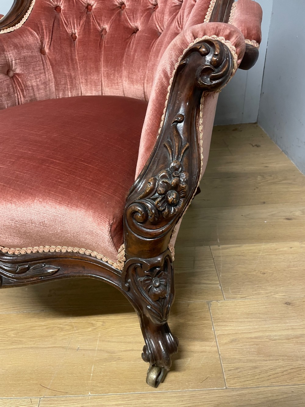 C19TH deep buttoned mahogany  armchair circa 1880 View III