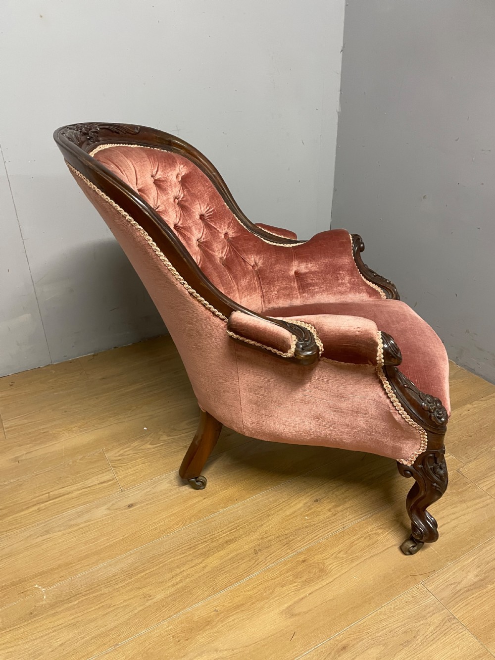 C19TH deep buttoned mahogany  armchair circa 1880 View V
