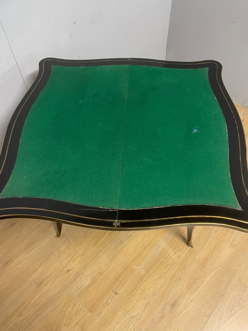 C19TH French  ebonized card table with brass inlay and moulding View VIII