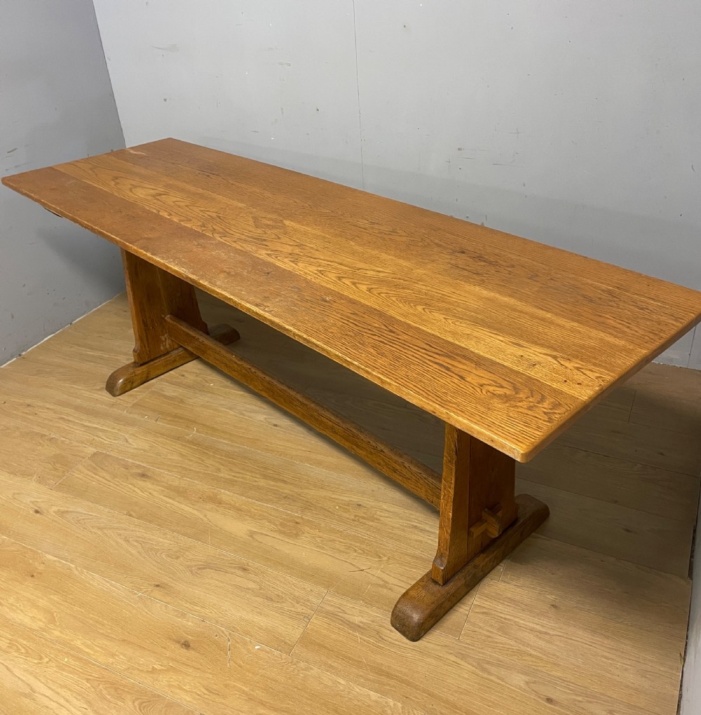Arts and Crafts golden oak refectory table  View II